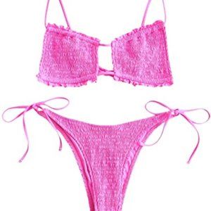 Women's Smocked Bikini Sexy Keyhol